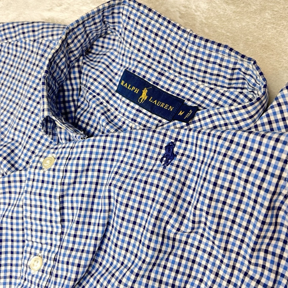 Ralph Lauren Blue Plaid Long Sleeve Mens Medium Button Down Shirt